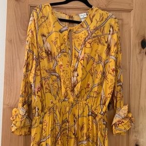 Johanna Ortiz H&M yellow tan maxi dress L